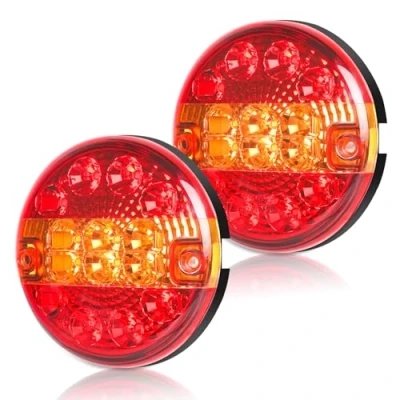 Abbildung von Yuanjoy 2Stk RüCkleuchten AnhäNger, 12V/24V AnhäNger Beleuchtung Wasserdicht Rund RüCklicht Led Hamburger FöRmiges Universal FüR Lkw Wohnwagen Van Oder Traktor