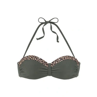 Abbildung von Lascana Bandeau Bikini Bikinitop, Damen, Größe: 34xB, Oliv leo