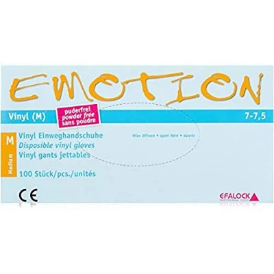 Abbildung von Efalock Professional Emotion Vinyl Handschuhe Größe M puderfrei, 1er Pack, (1x 100 Stück)