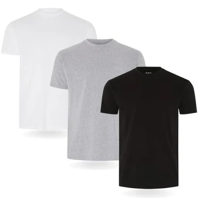 Abbildung von FM London Herren T Shirt 3/5er Pack Hochwertige Shirts mit leicht tailliertem Design Superweiches aus 100% Baumwolle Stretch für jeden Anlass geeignet