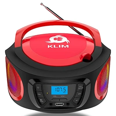 Abbildung von KLIM Boombox Radio mit CD Player NEU FM Radio, Player, Bluetooth, MP3, USB, AUX Inklusive wiederaufladbaren Akkus Kabelgebundene und kabellose Modi Kompakt robust (Blau)