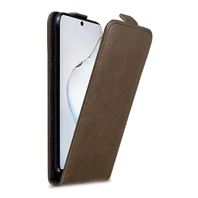 Abbildung von Cadorabo Hülle kompatibel mit Samsung Galaxy Note 10 Flip Design aus Premium Kunst Leder Klappbare Stoßfeste Magnetische Cover für Tasche in Braun