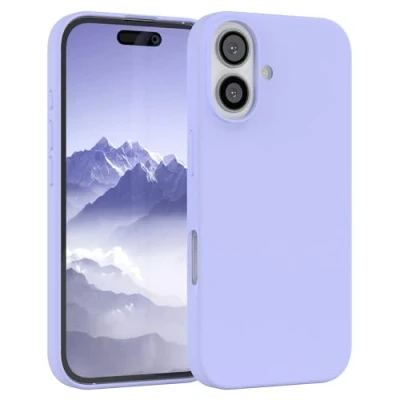 Abbildung von EAZY CASE Premium Silikon Handyhülle kompatibel mit iPhone 16 Slimcover Kameraschutz und Innenfutter, Silikonhülle, Schutzhülle, Bumper, Handy Case, Hülle, Softcase, Lavendel Lila