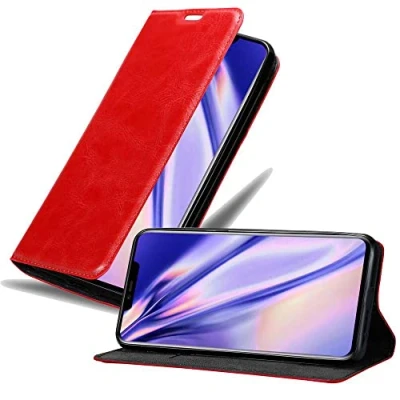 Abbildung von Cadorabo Hülle kompatibel mit Huawei Mate 20 PRO aus Premium Kunst Leder Flip Klappbare Stoßfeste Magnetische [Standfunktion] [Kartenfächern] Cover für Tasche in Rot