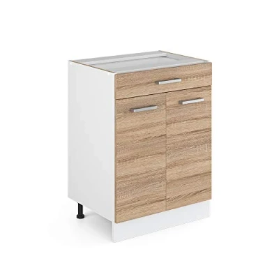 Abbildung von Vicco Unterschrank R Line, Sonoma/Weiß, 60 cm mit Schublade, ohne Arbeitsplatte