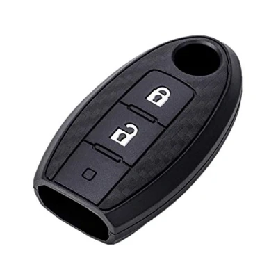Abbildung von Happyit Auto Schlüsselkasten Abdeckung Carbon Faser Muster weiches Silikon für Nissan Teana X Spur Qashqai Livina Sylphy Tiida sonniger März Murano Geniss