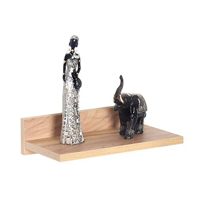Abbildung von RICOO Wandregal 30 x 8 19 Braun Eiche Gold, Spanplatte aus Holz, Hängereral WM057 EG, Regal Wand, Bücherregal Bilderregal Fotoregal Küchenregal Hängend Wandboard Regalbrett Schweberegal