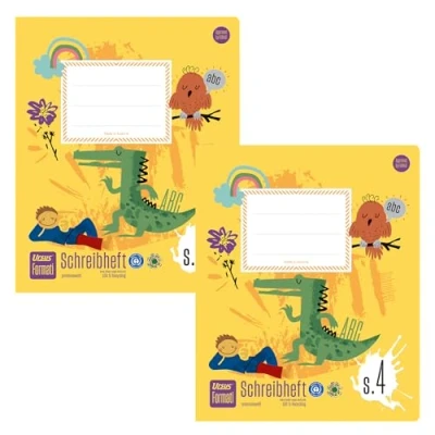 Abbildung von Formati Schreibheft S.4 Quart 20 Blatt liniert, 2 Stück, aufbauende Lineatur für Schreiben in der Grundschule, aus 100% Recyclingpapier