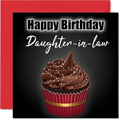 Abbildung von Stilvolle Geburtstagskarte für Schwiegertochter mit Cupcake, lustige Schwiegertochter, Geburtstagsgeschenke, 145 mm x