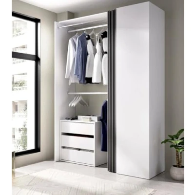 Abbildung von Dmora Sciliar, Struktur für begehbaren Kleiderschrank, Schrank offen, 141x52h205 cm, Weiß und Anthrazit, 141 x 52 205 cm