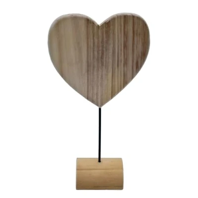 Abbildung von Spetebo Dekoobjekt Holz Herz Deko Aufsteller natur 37 cm (Stück, 1 St., Aufsteller), Romantische Tischdekoration mit Standfuß