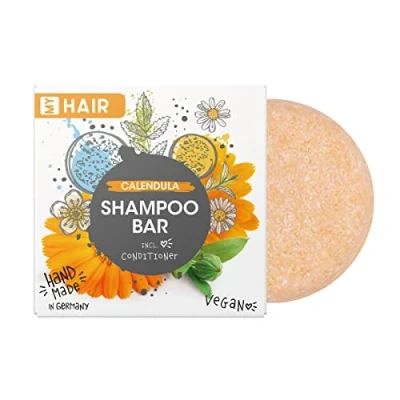 Abbildung von MY HAIR Shampoo Bar by Accentra, Festes Shampoo, Haarseife, Naturkosmetik, für alle Haartypen geeignet, vegan, handgefertigt in Deutschland, Duft: Ringelblume