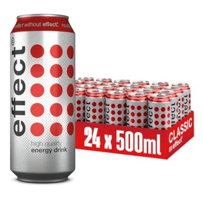 Abbildung von effect Energy Drink CLASSIC Tray mit 24 x 500 ml Dosen Einweg, Koffeinhaltiges Erfrischungsgetränk B Vitaminen einzigartiger &amp; erfrischender Geschmack, vegan