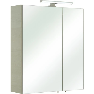 Abbildung von Saphir Spiegelschrank &quot;Quickset Badezimmer inkl LED Aufsatzleuchte&quot;, 60 cm breit, inkl. Türdämpfer, 2 Spiegeltüren, mit Steckdose