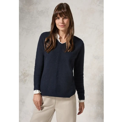 Abbildung von Cecil Vausschnitt Strickpullover, Damen, Größe: Medium, Blau