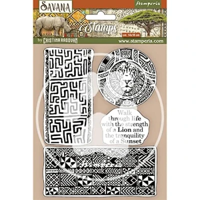 Abbildung von Stamperia Natural Rubber Stamp Savana Etnical Borders (WTKCC209) (DISCONTINUED)