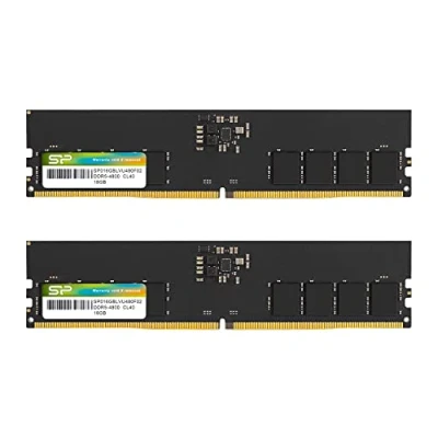 Abbildung von Silicon Power DDR5 32GB (16GBx2) 4800MHz (PC5 38400) 288 pin CL40 1.1V UDIMM Desktop RAM Computer Memory SP032GBLVU480F22