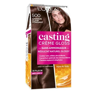 Abbildung von L&#039;ORÉAL PARIS semi permanente Haarfarbe, Ton in Ton, ultra glänzend &amp; natürlich, ohne Ammoniak, Casting Creme, Gloss Nuance: Hellbraun (500)