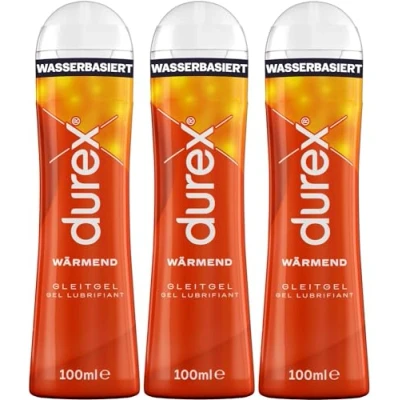 Abbildung von Durex Play Wärmend Gleitgel auf Wasserbasis Sanftes Gleitmittel mit wärmendem Effekt in der praktischen Dosierflasche, (3 x 100 ml), 300 ml