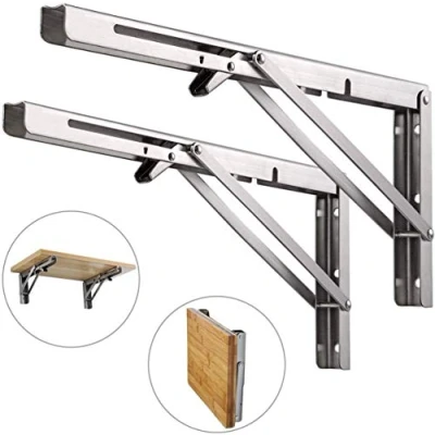 Abbildung von Professionelle Klappkonsole Schwerlast, Edelstahl Klappkonsolen Tisch Klappregalhalterungen Klappträger Regalträger für Bänke und Regale (500mm, 2 Stück)