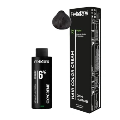 Abbildung von Femmas Haarfarbe Set Dunkelblond Asch 6.1 I Hair Color Cream 100ml + Oxycreme 6% Permanente Haar Coloration Entwickler Schonend &amp; langanhaltend Salon für Zuhause