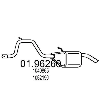 Abbildung von MTS 01.96260 Endschalldämpfer 1390 FORD: MONDEO 2, 2 Stufenheck