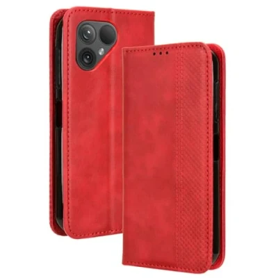 Abbildung von COMAKU Multifunktionale Fairphone 5 Hülle, Geldbeutel Handyhülle mit eingebauten Kartenfächern Rot