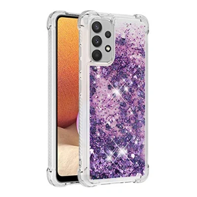 Abbildung von KBIKO zxl Kompatibel mit Hülle Samsung Galaxy A32 4G Glitzer Handyhülle, Glitter Flüssig Treibsand Case Silikon TPU Bumper Schutzhülle Mädchen Frauen für 4G.Purple YBL