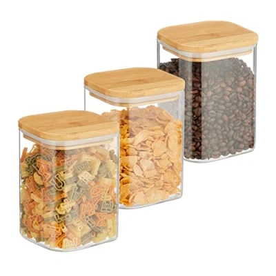 Abbildung von relaxdays Vorratsglas 3er Set Vorratsgläser mit Deckel 900 ml, Glas