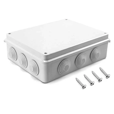 Abbildung von QWORK® Aufputz Abzweigkasten, Abzweigdose, wasserdicht, staubdicht, IP65, ABS Kunststoff, Universal Elektro Projekt Gehäuse, weiß, 255 x 200 80 mm