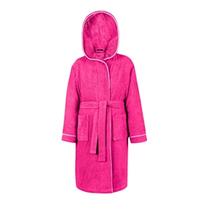 Abbildung von LAYNENBURG Premium Bademantel Kinder &amp; Teenager mit Kapuze 100% Baumwolle OEKO TEX Standard 100 flauschiges Frottee Größe (158/164, Fuchsia)