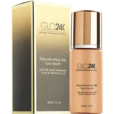 Abbildung von GLO24K Augenserum mit 24 Karat Gold, Anti Aging Formel Vitaminen und Hyaluronsäure