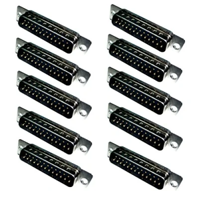 Abbildung von Oiyagai 10 Stück DB25 Löten Typ Stecker D Sub Lötbecher Adapter Ersatz, Schwarz