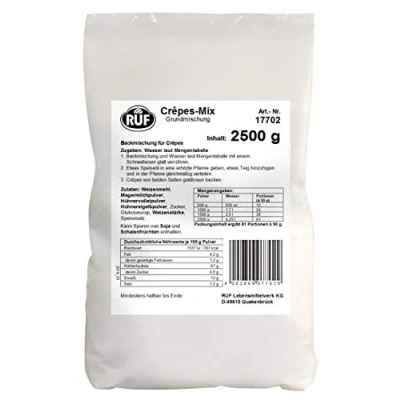 Abbildung von RUF Crêpes Teig, Großpackung, Backmischung für oder Pfannkuchen, einfache Zubereitung mit Wasser, Großküchen, Hotels und Restaurants, 2500g