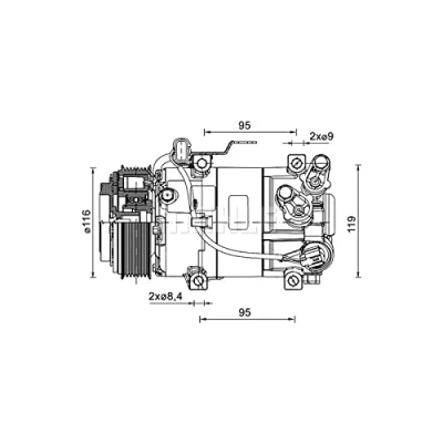 Abbildung von Kompressor, Klimaanlage MAHLE ORIGINAL ACP 1460 000P