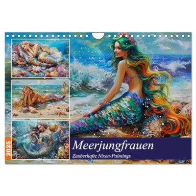 Abbildung von Meerjungfrauen. Zauberhafte Nixen Paintings (Wandkalender 2025 DIN A4 quer), CALVENDO Monatskalender