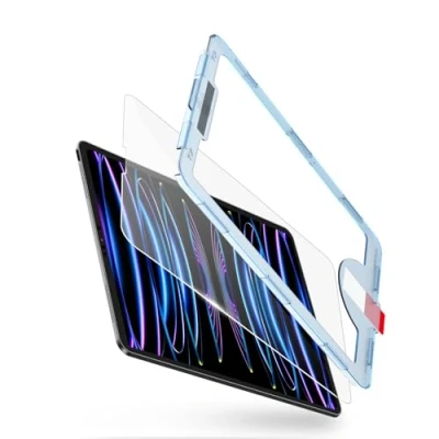 Abbildung von BERSEM Schutzfolie für iPad Pro 12,9 Zoll (Modelle 2022 &amp; 2021 2020 2018) 9H Gehärtete Glas Folie, HD Klarheit, Kratzfest, Fallfreundlich, mit Einfacher Anbringungsschale 1 Stück