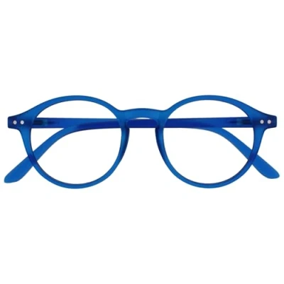 Abbildung von OPULIZE REY Lesebrille Runder Retro Rahmen Mattblau Herren Damen Federscharniere R56 3 +2.50