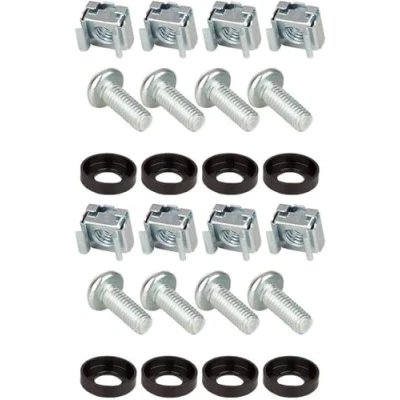Abbildung von 8 x Montageschrauben Rackschrauben M6 16 Käfigmutter Käfigmutternset Montagesatz 10&quot; &amp; 19&quot; Schränke Netzwerk Schrauben Rack Käfigmuttern (Rackbebestigung, 2 VPE)