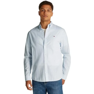 Abbildung von Tommy Jeans Herren Hemd Linen Blend Regular Fit, Blau (Sweet Blue), L
