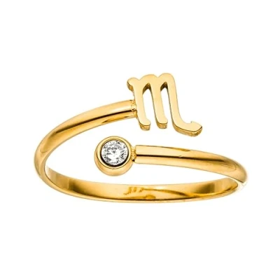 Abbildung von Purelei® Sternzeichen Ring Skorpion (Gold) Wasserfester Damenring aus langlebigem Edelstahl Verstellbare Ringe von Größe 60 bis 66 Modeschmuck für deinen individuellen Look