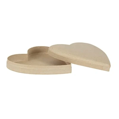 Abbildung von Décopatch BT073C Schachtel aus Pappmaché, Herz gewölbt, 18x18x4,5cm, für Wohndeko, einfach zum Verzieren, Kartonbraun, 1 Stück