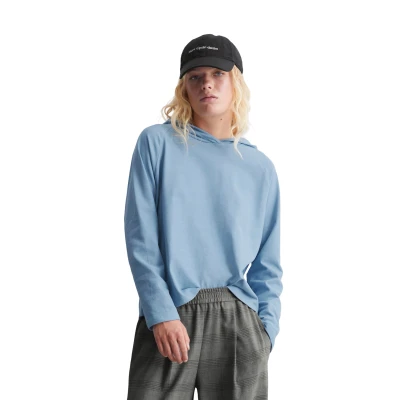 Abbildung von Marc O&#039;Polo Denim AUS Strukturiertem Kapuzenpullover, Damen, Größe: Large, Petrol blue