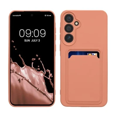 Abbildung von kwmobile Handyhülle kompatibel mit Samsung Galaxy A55 5G Hülle Handy Cover Fach für Karten in Grapefruit Pink