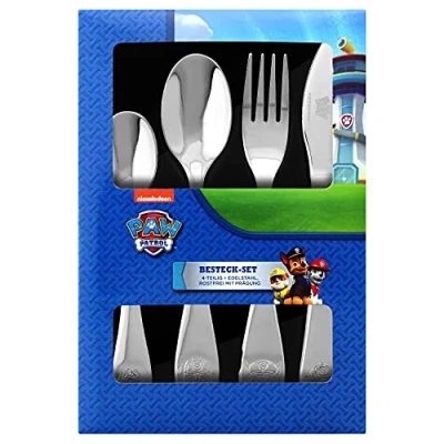Abbildung von Paw Patrol Kinderbesteck Kinder Besteck Set 4 teilig Messer, Gabel, Löffel (4 tlg)