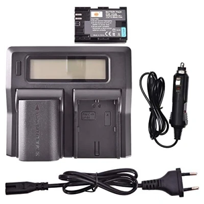 Abbildung von DSTE® 2 Pack Ersatz Batterie LP E6 + LCD Dual Ladegerät Compatible für Canon E6N EOS 5D Mark II III IV 5DS R 6D 7D 60D 60Da 70D 80D 90D II/III XC10 XC15 Digital Kamera