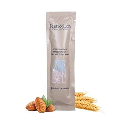 Abbildung von Jean &amp; Len Repair Haarkur Keratin Mandel, bändigt widerspenstige Haare, Anti Frizz, für kraftvolle und gesund glänzende ohne Parabene, Silikone, Mikroplastik Mineralöl, vegan, 20 ml