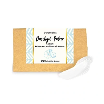 Abbildung von puremetics Zero Waste Duschgel Pulver “Cotton“ (100g = 400ml) für alle Hauttypen vegan &amp; plastikfrei
