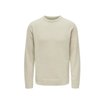 Abbildung von ONLY&amp;SONS Herren Strickpullover Rundhals Langarm Regular fit weich bequem, Farben:Beige 2, Größe Pullover:XXL