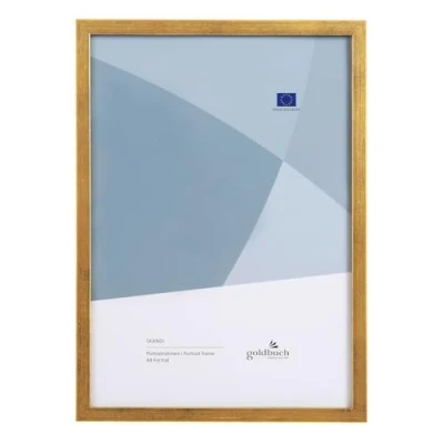Abbildung von goldbuch 90 0396 Bilderrahmen Skandi DIN A4, Einzelrahmen aus Echt Holz, Portraitrahmen zum Stellen, Holzrahmen mit Wandhalterung, Foto Rahmen, Frame Gold